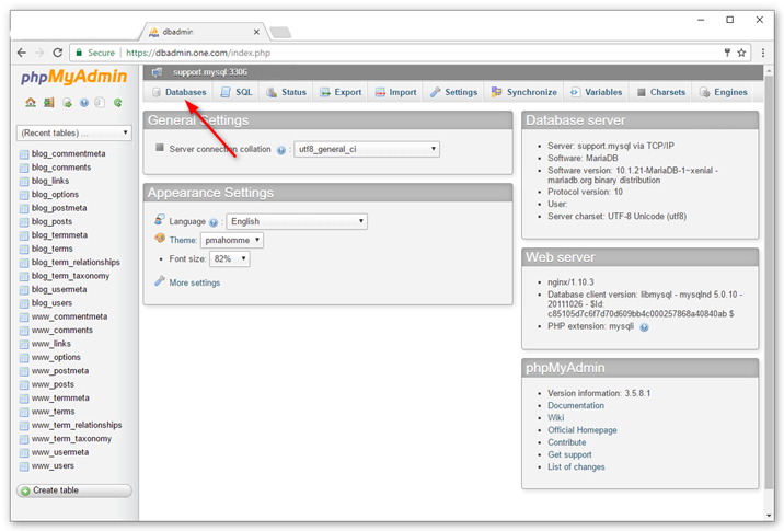 Database i phpMyAdmin